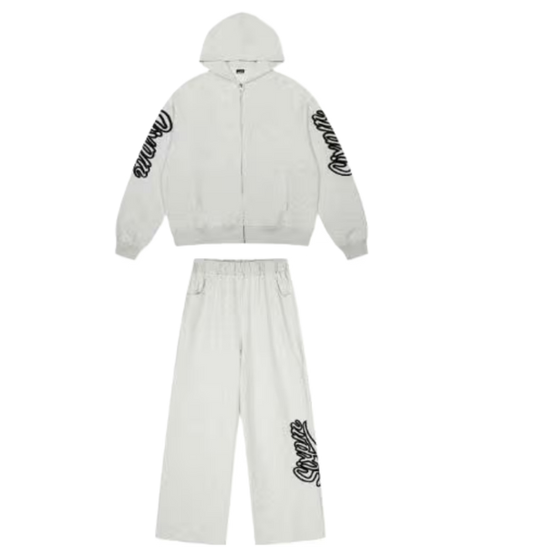 Syna World Logo Hoodie & Jogger Set - Weiß/Grau