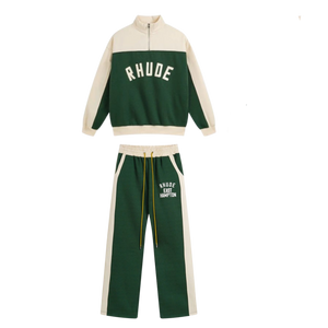 Rhude Quarter-Zip & Trackpants Set - Grün/Beige